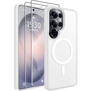 MOZOTER for Samsung Galaxy S26 Ultra Case with Magnetic,[Compatible with MagSafe][12Ft Military Dropproof][2*Screen Protector] Translucent Anti-Slip Back Slim Shockproof Case for S26 Ultra-Clear