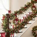 2 Pcs 4" Mini Christmas Wreath Curtain Tieback with Red Berries and Black Red Checkered Ribbon Christmas Curtain Holder for Xmas Holiday Indoor Window Wall Home Decorations