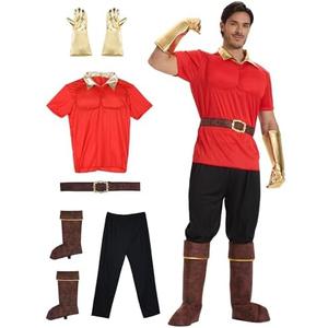 Halloween Costume Adult Men 5Pcs Suit Muscle Tops Plus Size Villain Character Cosplay Costumes Party Outfit, Small