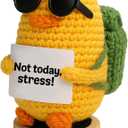 for Mom, Birthday Gift for Her Him, Positive Crochet Animals with 10 Affirmation Cards  Cute Emotional Support Duck Desk Decor Inspirational Gift for Women Coworkers Friends