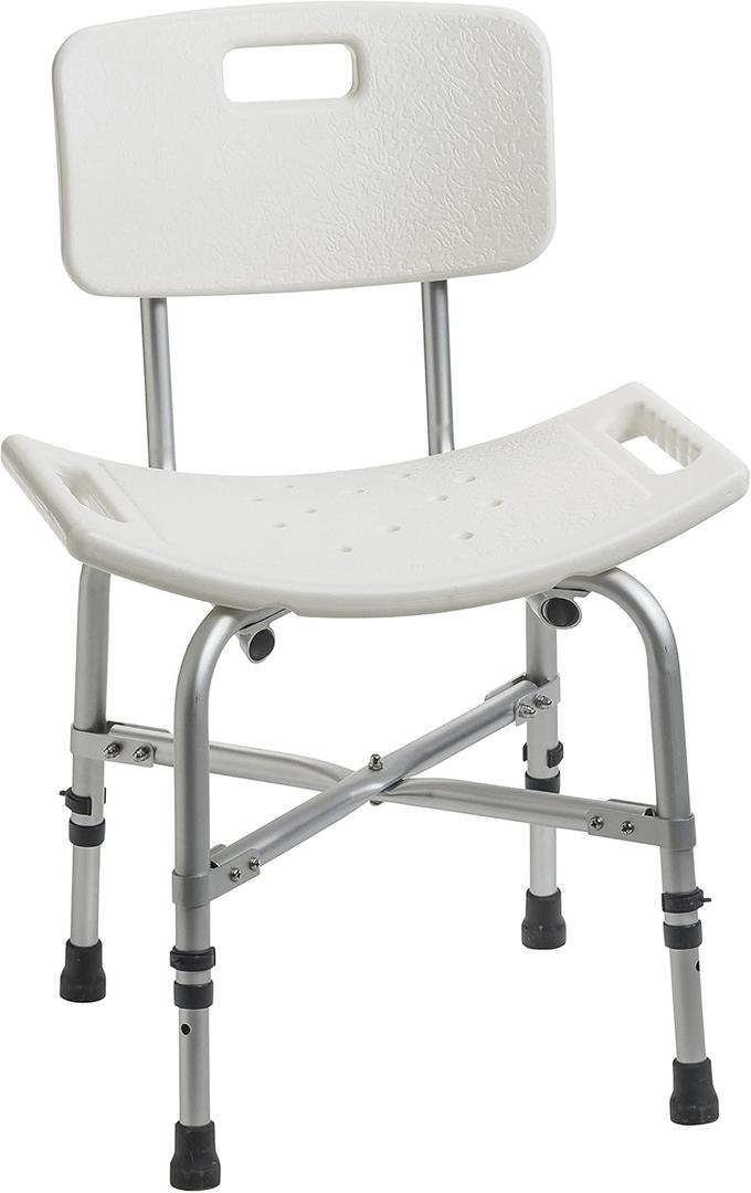 Drive Medical 12021KD-1 Bariatric Heavy Duty Bathroom Bench with Back, Gray
