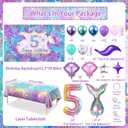 Holkcog 5th Birthday Decoration, 5th Mermaid Birthday Party Decorations, 5 Years Old Mermaid Party Background Banner Balloons Cake Topper Wall Tablecloth, 5 Party Decor Supply for Kids Girls Women