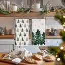 Artoid Mode Green Xmas Tree Snowflakes Christmas Kitchen Towels, 18x26 Inch Quick Dry Microfiber Cloth Dish Towels for Kitchen Drying Set of 2