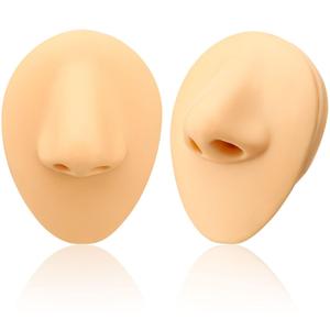 WILLBOND 2 Pcs Silicone Nose Model, Soft Flexible Body Part Displays, Realistic Fake Nose, Human Piercing Practice Body Model Parts for Jewelry Display, Practicing Suture, Mannequin Teaching Tool