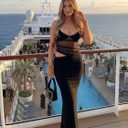 BORIFLORS Women's Sexy Bodycon V Neck Spaghetti Strap Maxi Dress Elegant Backless Cocktail Evening Party Long Formal Dresses (Black, M)
