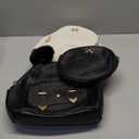 Paterr 3 Pcs Mini PU Leather Backpack Purse Set Valentines Women Gifts Fashion Mini Pompom Backpack Cross Body Wallet(Black, White)