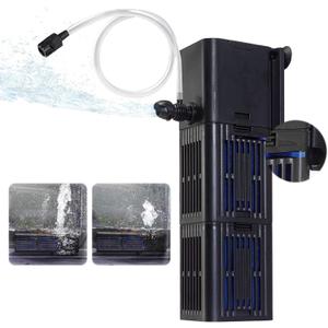 Aquarium Filter Water Flow Adjustable for 55-200 Gallon Fish Turtle Tank 400GPH Biochemical Filtration 4in1 Submersible Internal Powerful Pumps & Filters Keep Freshwater Saltwater Crystal Clear Large