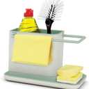 Joseph Joseph Kitchen Sink Caddy Organizer, Sponge Holder, Brush Holder, Dish Cloth Hanger - Light Stone/Sage (Regular)