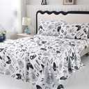 SDIII 4PCS Black and White Gamer Bedding Sheet Sets for Boys Girls Teens and Kids, Bed in a Bag Full Sheet Set, Video Game Bed Sheet Set on Amazon, Full