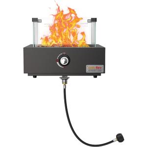 ONLYFIRE OUTDOOR LIVING Gas Fire Pit Bottom-Mounted for Table with Umbrella Hole, Portable Tabletop Smokeless Firepit with Wind Guard, Propane Firepit for Patio Camping RV Tailgating, Square FP041