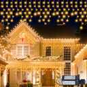 300L LED Icicle Lights, Warm White Window Curtain Lights,8 Modes with 30V Plug in for Wedding, Party, Bedroom, Home, Garden, Outdoor, Indoor Wall,Christmas Decorations,Connectable(Warm White)