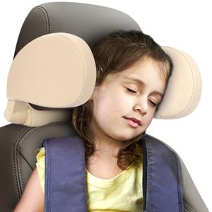 Car Neck Pillow Head Pillow, Car Sleeping Travel Neck Head Shoulder Sleep Cushion Car Side Pillow for Kids Adults Elders (Beige)