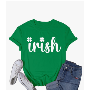 Womens St Patricks Day Shamrock T-Shirts Happy Go Lucky Shirts Irish Clover Tee Tops Size M