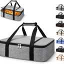 Coobiiya Insulated Casserole Carrier,Lasagna Lugger Tote Keeps Food Hot or Cold,Thermal Lunch Bag Warmer & Cooler Carrier Bag,Portable Tote Bag Fits 9" x 13" Baking Dish for Picnic and Cookouts- Grey (Single Layer: 15.75  11.8  4.7 in, Gray)