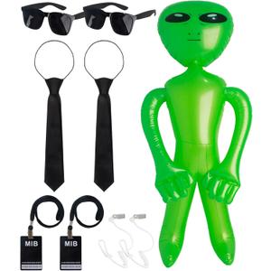 9PCS Secret Agent Costume Accessories Spy Outfit Set With Sunglasses, Neckties, Headphones Badges for Halloween Cosplay Party