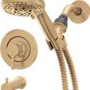 Moen Beric Bronzed Gold Single Handle Modern Tub and Shower Faucet with Handshower, Valve Included, 82775BZG