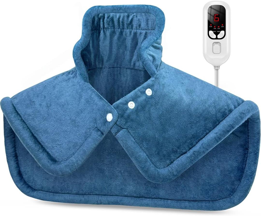 Heating Pad for Neck and Shoulders, Father's Day Gifts for Dad, Weighted Fast Heating Pads for Back Pain Relief, 6 Heat Settings 4 Timers Auto Off, FSA HSA Eligible, Birthday Gifts for Mom Women Men