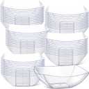Tanlade 50 Pcs Square Plastic Serving Bowls Disposable Snack Salad Bowl Small Party Candy Bar Containers Taco Bar Serving Dishes for Buffet Chips Fruit(Clear,32 oz)
