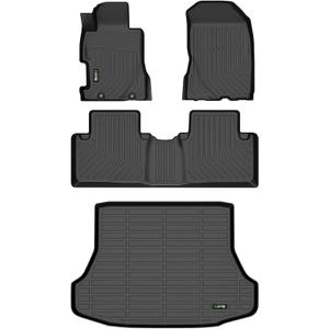 HAFIDI® Floor Mats & Cargo Liner Set Fit for 2006-2011 Honda Civic (Only Sedan Not for Coupe & Hybrid) All Weather TPE Anti-Slip Car Full Set Floor Liners Custom Accessories - Black
