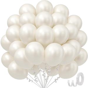 Pearl White Balloons 12 inch, White Latex Balloons 50pcs Party Balloons for Wedding Engagement Bridal Baby Shower Birthday Party Decorations