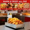 CROSSON French Fry Food Warmer, Commercial French Fry Heat Lamp Electric Stainless Steel Fries Dump Station Countertop 5-Level Adjustable Heating Duration for Food Truck Restaurant Parties 600W