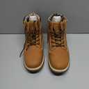 COTTIMO Snow Hiking Winter Boots for Women - Casual Brown Combat Work Boot - Non-slip Fur-Lined Ankle Boots - Fashion Boots Waterproof Leather Shoes Size 8.5