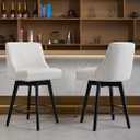 Vipbear Counter Height Bar Stools Set of 2, Modern Linen Fabric Swivel Barstools with Contoured Backs and Solid Wood Legs, 26" Seat Height Upholestered Bar Chairs for Kitchen Island, Cream