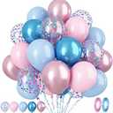 Paready Macaron Pink and Blue Balloons, 60 Pcs 12 Inch Baby Shower Party Balloons, Metallic Blue Pink Balloons for Gender Reveal Birthday Baby Shower Wedding Bridal Shower Party Graduation Decoration