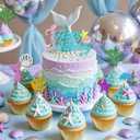 Winrayk Purple Mermaid Party Decorations Birthday Supplies for Girls, Large Foil Balloon with Birthday Banner/ Shell Garland/ Tablecloth/ Metallic Balloon/ Cake Topper, Little Mermaid Party Decoration