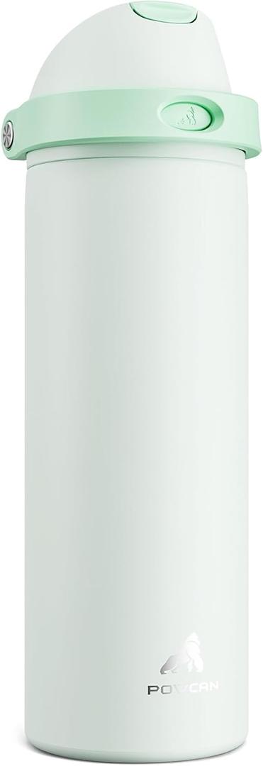 POWCAN 24 oz Vacuum Water Bottle for Office: Spill Proof Lid with Straw, Lightweight, Double Walled, BPA-Free, Insulated Stainless Steel Flask for College, Travel, Sport, Daily Use, Gift (Mint Green)