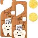 WALLFID 2-Piece Tooth Fairy Set with 2 Tooth Fairy Coins,Tooth Fairy Door Hanger with Tooth Holder & Gift Compartment,Perfect for Celebrating Lost Teeth