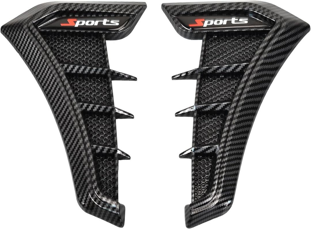 Air Flow Intake Hole Grille Universal Car Fender Side Vents, Side Marker Air Wing Vent Trim Cover  Fender Decorative SpoilerThe Whole Back is Double-Sided Glue (Carbon Fiber Black)