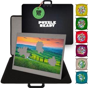 Puzzle Ready 1500 Pieces Jigsaw Puzzle Caddy Board - Portable Puzzle Table Storage with 6 Sorting Trays, 27 x 36 Caddy Featuring Non-Slip Surface for Adults & Kids