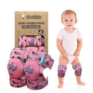Simply Kids Baby Knee Pads for Crawling (2 Pairs), CPSIA Certified - Comfortable Knee Protector for Toddler, Infant, Girl, Boy, Crawler - Rodilleras para Bebe (Pink Shark)