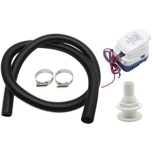 Jecoupoon 1100GPH Automatic Boat Bilge Water Pump Kit 1-1/8 Inch Dia 12V with 6FT Hose 2 Clamps and Thru-Hull Fitting Compatible with Fishing Boats Yachts Speedboat (Automatic)