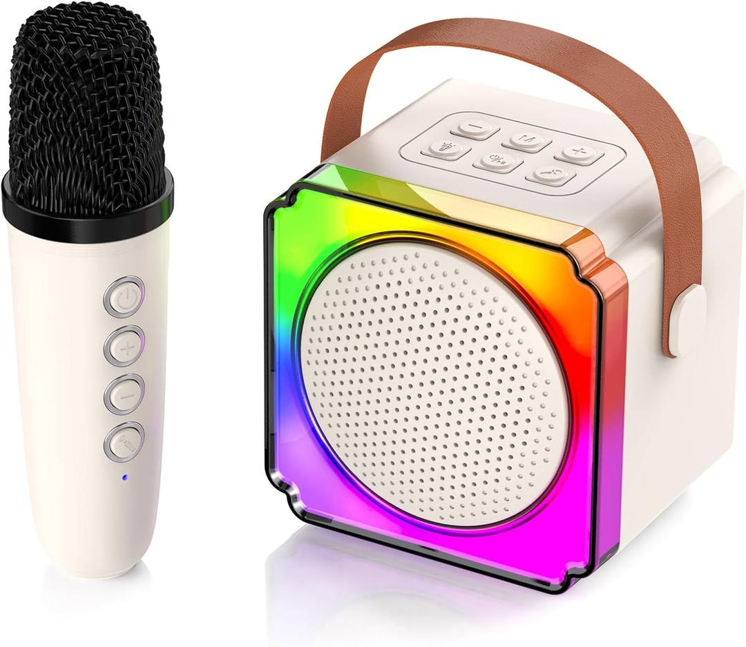 Karaoke Machine GUYUCOM Mini Speaker Toys with Bluetooth Microphone Toddler Boys Girls Kids for Ages 2-4 Birthday Gifts with Colorful Light Teen Girl Gifts Trendy Stuff for Kids 8-12, Portable Quality