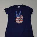 American Flag Peace Sign Hand Shirt USA 4th Fourth of July T-Shirt Blue, Extra Small 
