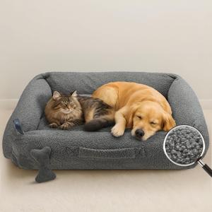 Sytopia Indestructible Large Dog Bed Calming Donut Bed for Indoor Cats Large with Removable Chew Proof Washable Cover, Cozy Soft Round Pet Bed with Spine Support up to 60lbs, 42"L x 35"W x 10"Th Brown 
