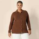 Amazon Essentials womens Wide Rib Long Sleeve Button-up Collared Cardigan (Pants Sold Separately) (XX-Large, Chocolate)
