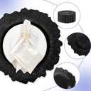 FANTEKE 50 Pack Round Black Charger Plates 12.6 Inch Plastic Black Reef Charger Plate Decor Round FloralCharger Plates for Wedding Party Dinner Event Birthday and Holiday Decoration