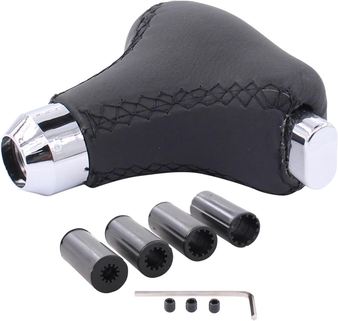 ApplianPar Black Universal Automatic Gear Shift Knob with 8mm 10mm 12mm 14mm Adapter for Automatic Transmission Vehicle