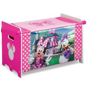 Delta Children Minnie Mouse Toy Box with Retractable Fabric Top, Pink