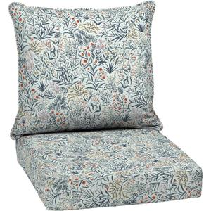 Arden Outdoor Deep Seat Cushion Set, 24 in x 24 in, Weather-Proof, Rain-Proof, Fade Resistant Patio Cushion for Chair, Sofa, and Couch Pistachio Botanical, 1 Pack