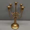 Romadedi Candelabra Gold Candle Holders - 5 Arm 11.8" Wedding Candlestick Holder for Theme Party Table Centrepiece Decor Dining Room Birthday Holiday Christmas (1pc)