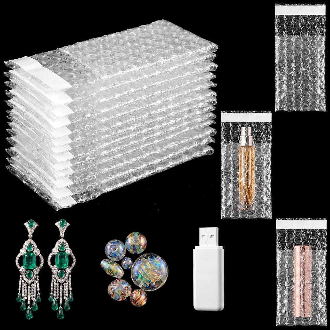 Frienda 150 Pcs Clear Self Sealing Bubble Cushion Bags Double Wall Bubble Pouch Bag Plastic Shockproof Protective Packing for Small Business Moving Shipping Packaging Storage(2" X 3.15")