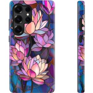 DEENAKIN for Samsung Galaxy S23 Ultra Case Cute,Aesthetic Vintage Purple Lotus Girly Shell,Compatible with Magsafe,Trendy Unique Cool Retro Protective Slim Silicone Phone Cover for Women Girls