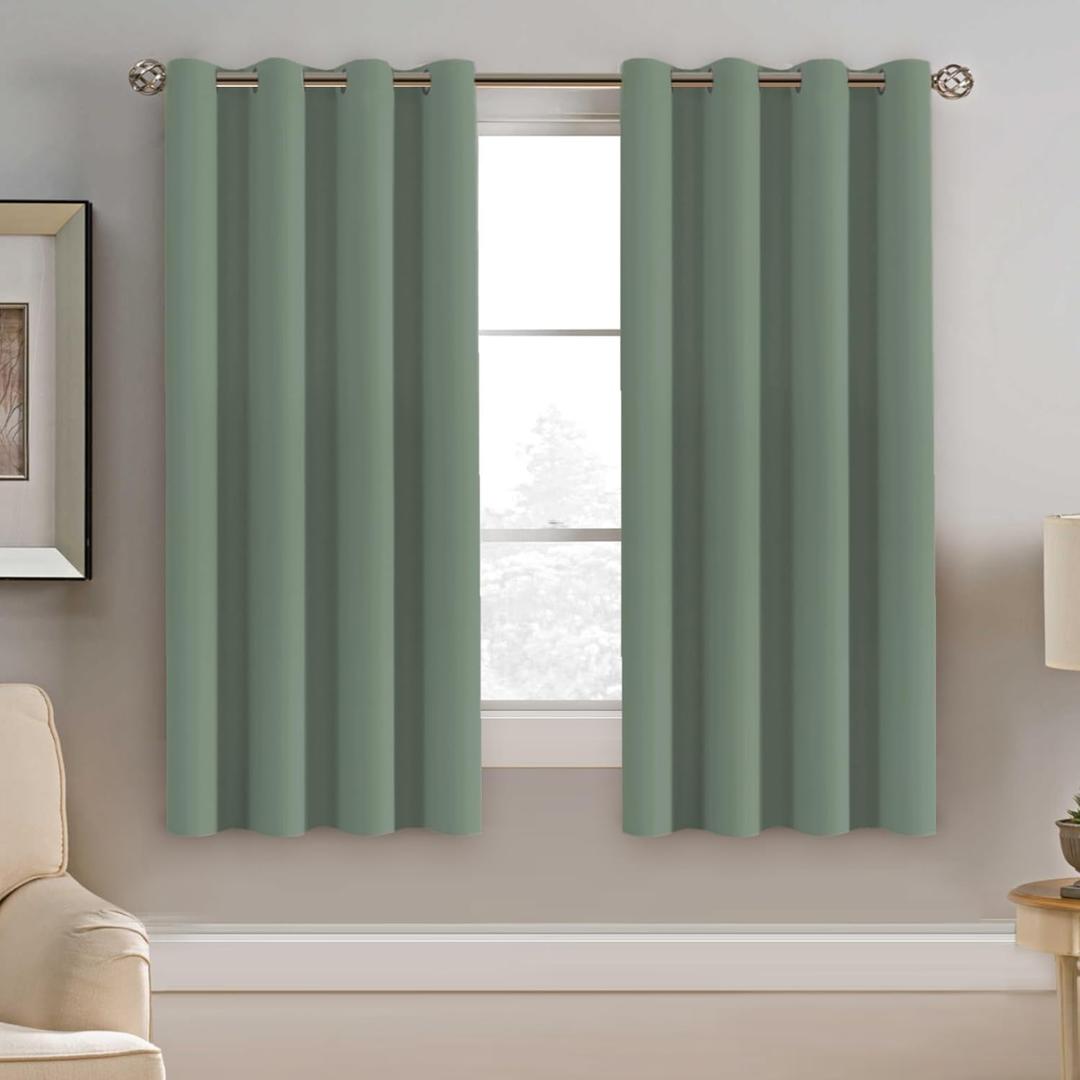 H.VERSAILTEX Blackout Curtain for Bedroom Thermal Insulated Window Treatment Curtain Extra Long 63 inch Length Energy Saving Solid Grommet Top Blackout Drape, One Panel, Green Bay, 52" W x 63" L