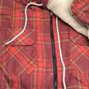 *WINDFIT Women's Full Zip Fleece Flannel Jacket Plaid Sherpa Lined Jacket for Women, Size XL, Red