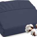 ROYALE LINENS 300 Thread Count 100% Long Staple Combed Cotton Fitted Sheet Full - Super Soft Deep Pocket Bottom Sheet - Fitted Sheets Only - Elastic Sheets (Full, Navy)