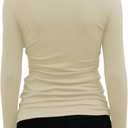 GEMBERA Womens Long Sleeve Scoop Neck Ribbed Knit Tops Casual Slim Fitted Basic Shirts (Beige, S)